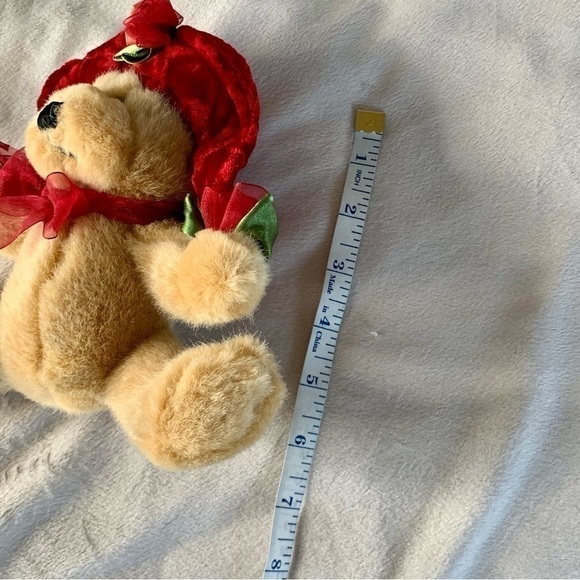 VINTAGE Dan Dee Collectors Choice Stuffed Bear Red Hat Roses Sitting Collectible - Picture 6 of 14